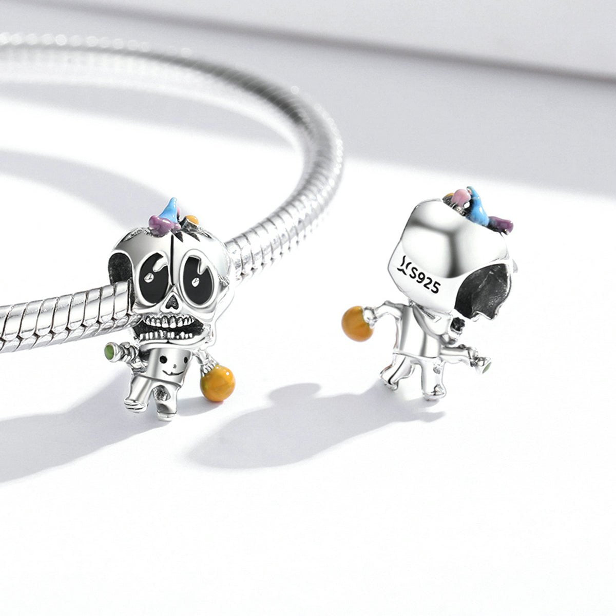 Silver Charm Halloween Playing Basketball Skull Charm For Sale - sursenso Charm