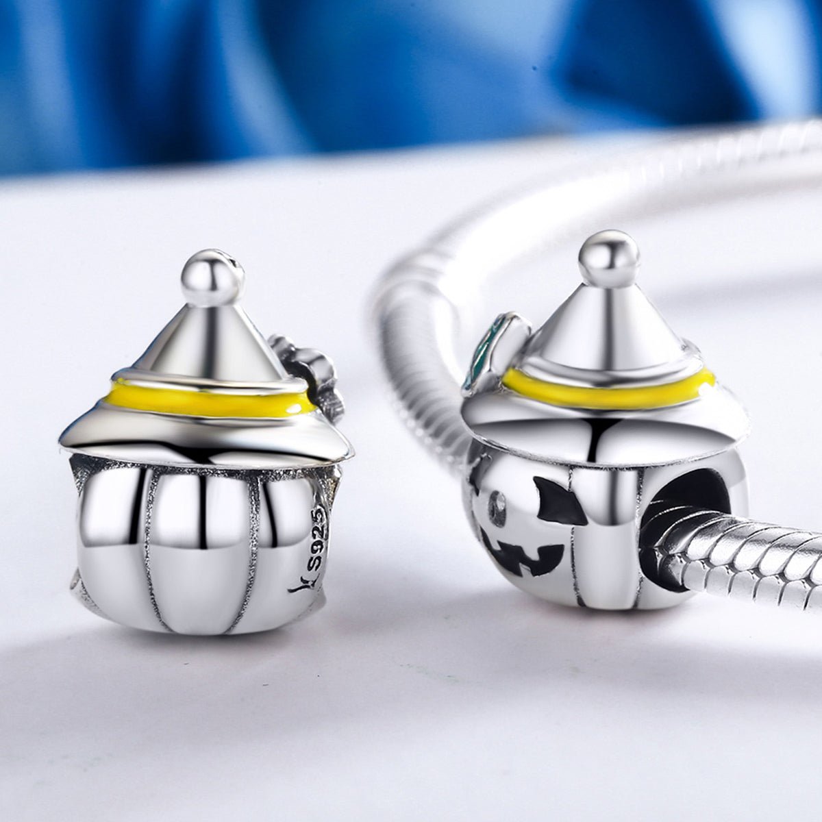 Silver Charm Halloween Pumpkin Face Charm For Sale - sursenso Charm