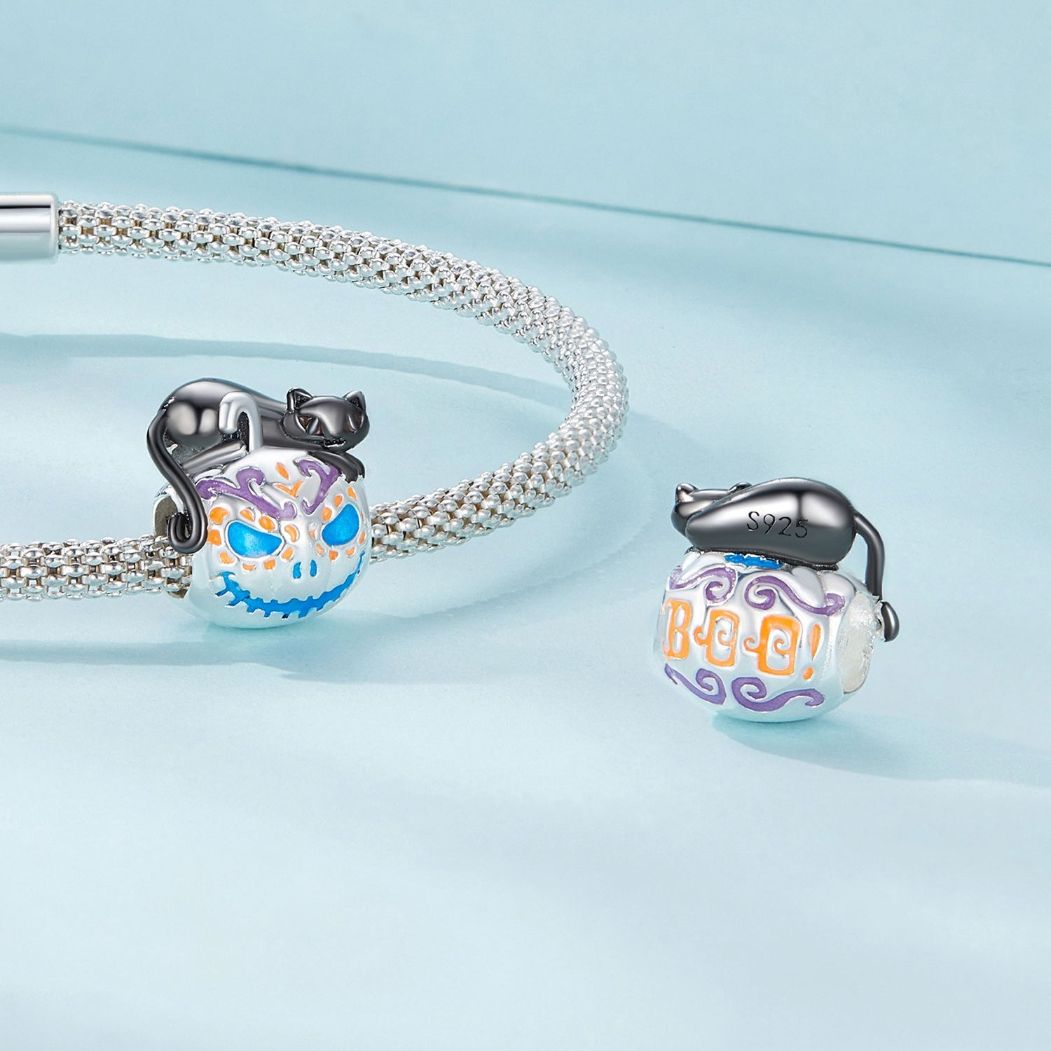 Silver Charm Halloween Pumpkin Light Charm For Sale - sursenso Charm