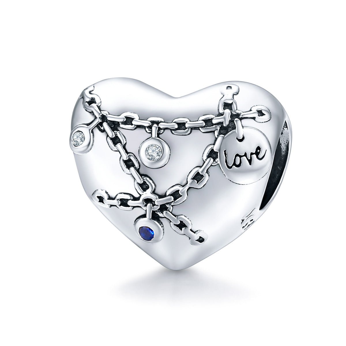 Silver Charm Heart Lock CZ Charm For Sale - sursenso Charm