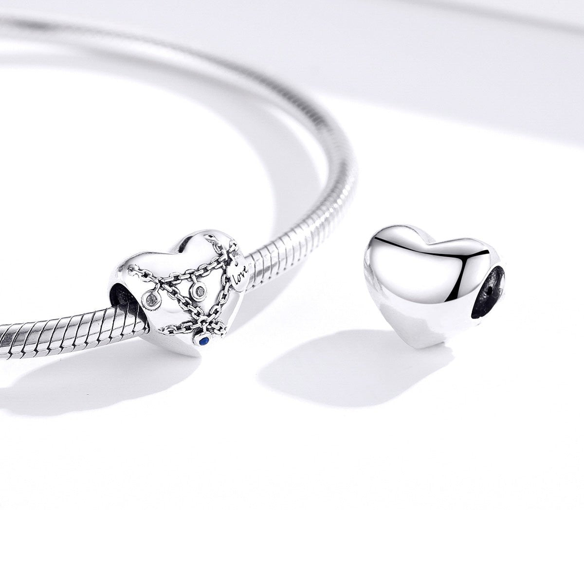 Silver Charm Heart Lock CZ Charm For Sale - sursenso Charm