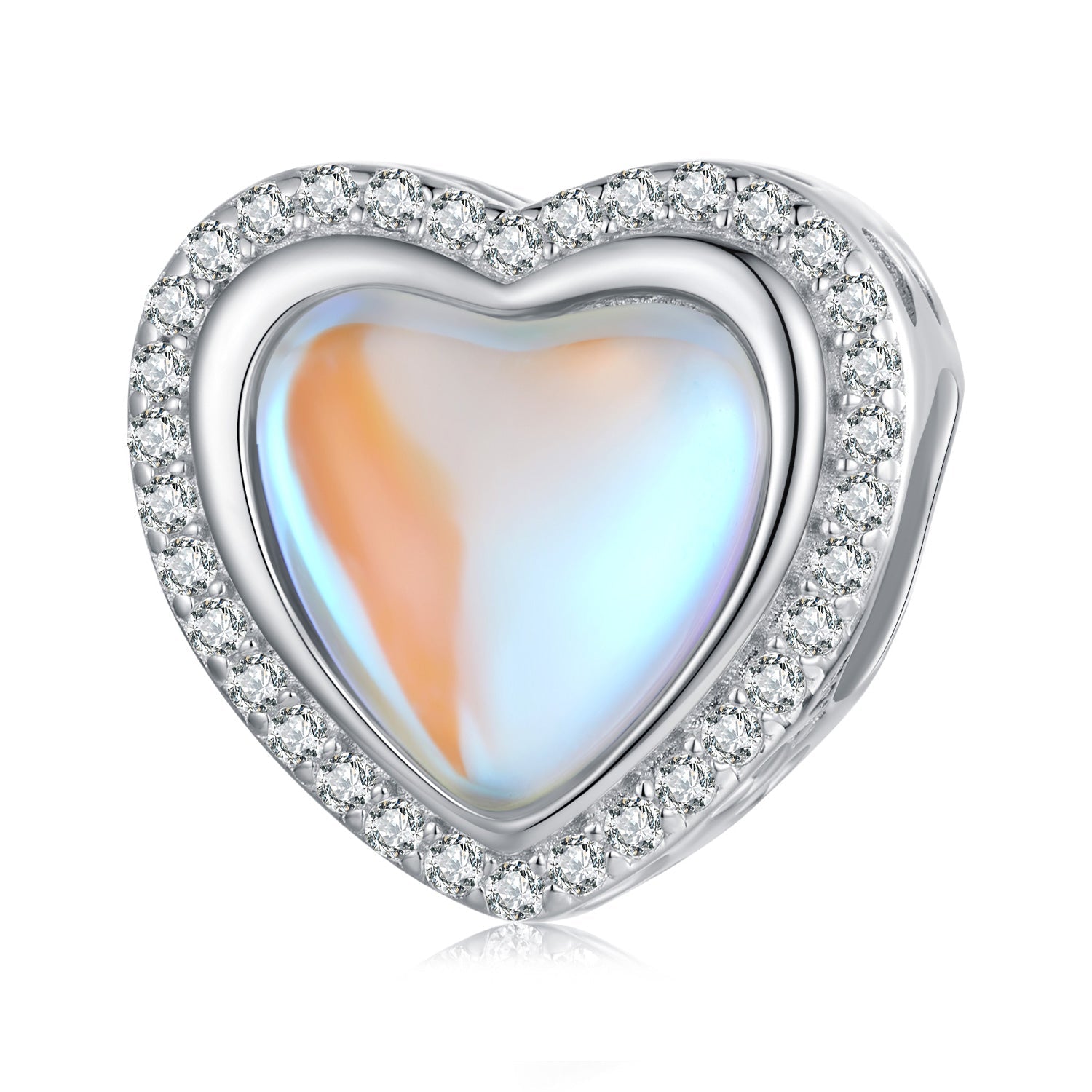Silver Charm Heart Shaped Coloured Glaze CZ Charm For Sale - sursenso Charm