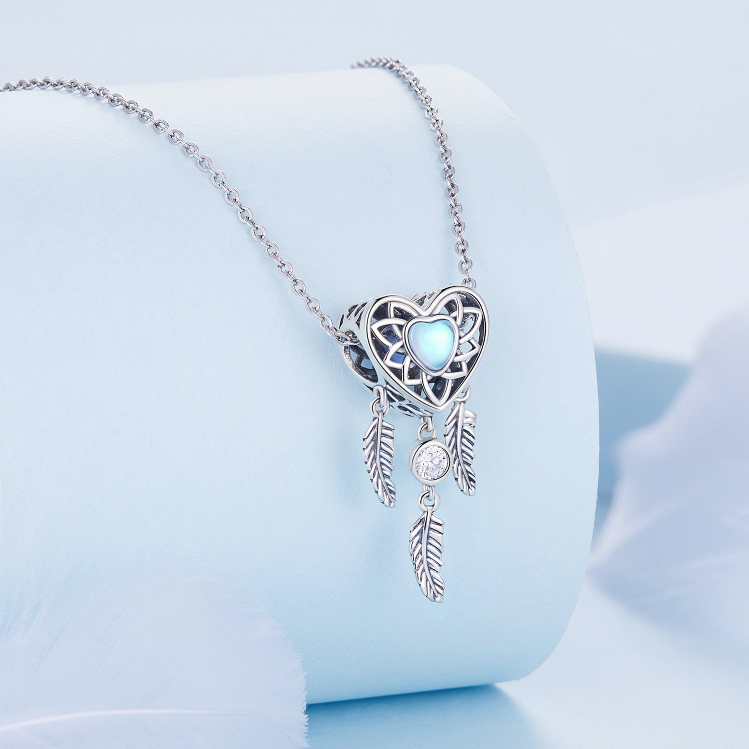 Silver Charm Heart Shaped Dream Catcher CZ Charm For Sale - sursenso Charm