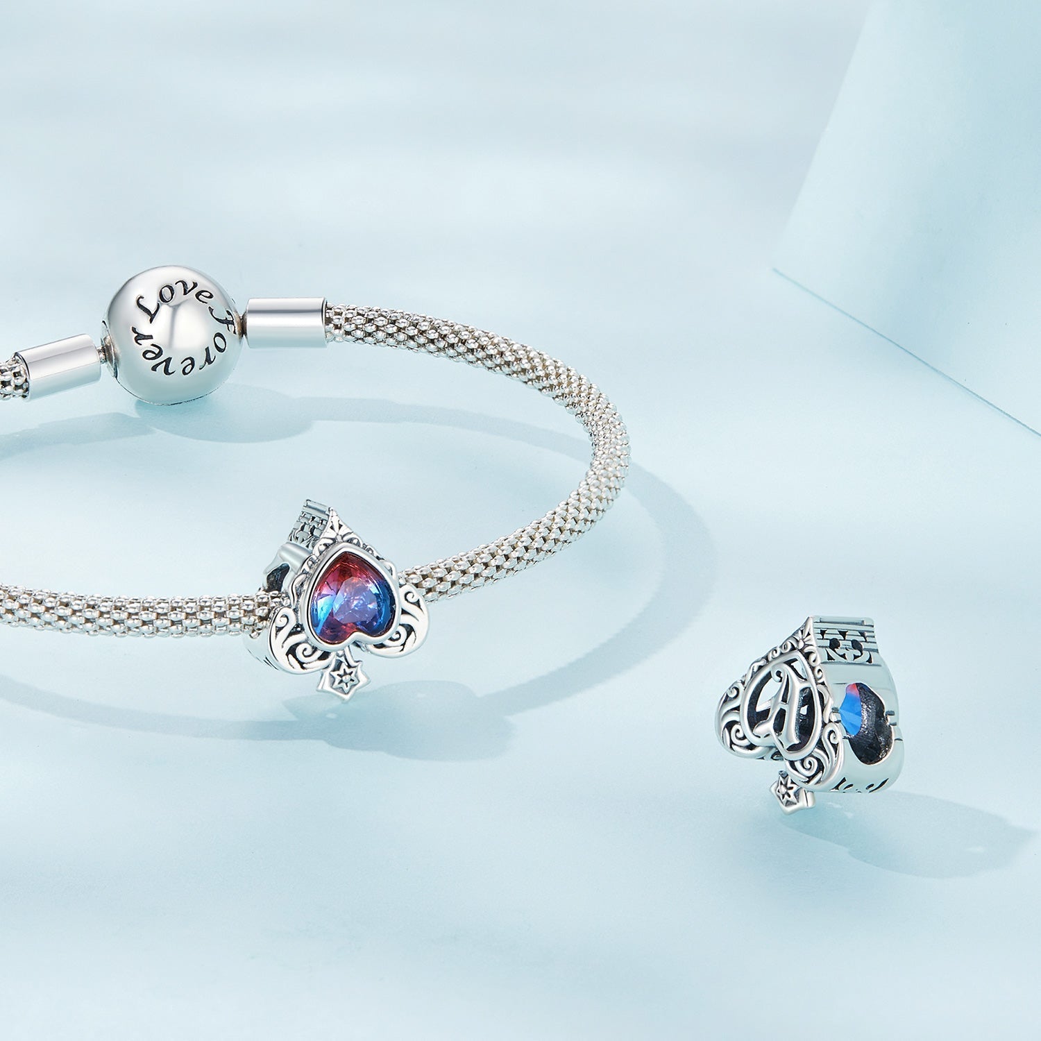 Silver Charm Heart Spades CZ Charm For Sale - sursenso Charm