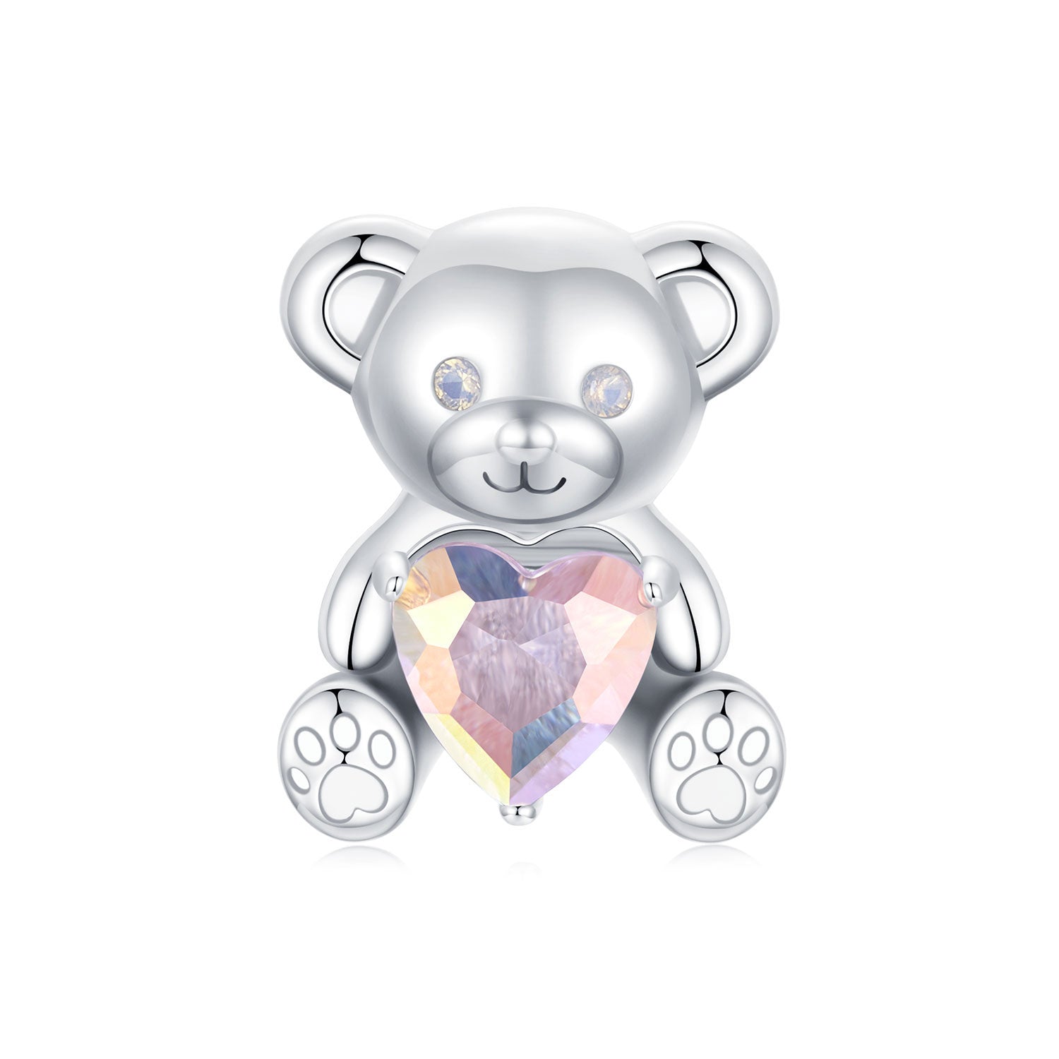 Silver Charm "I love U"Bear CZ Charm For Sale - sursenso Charm