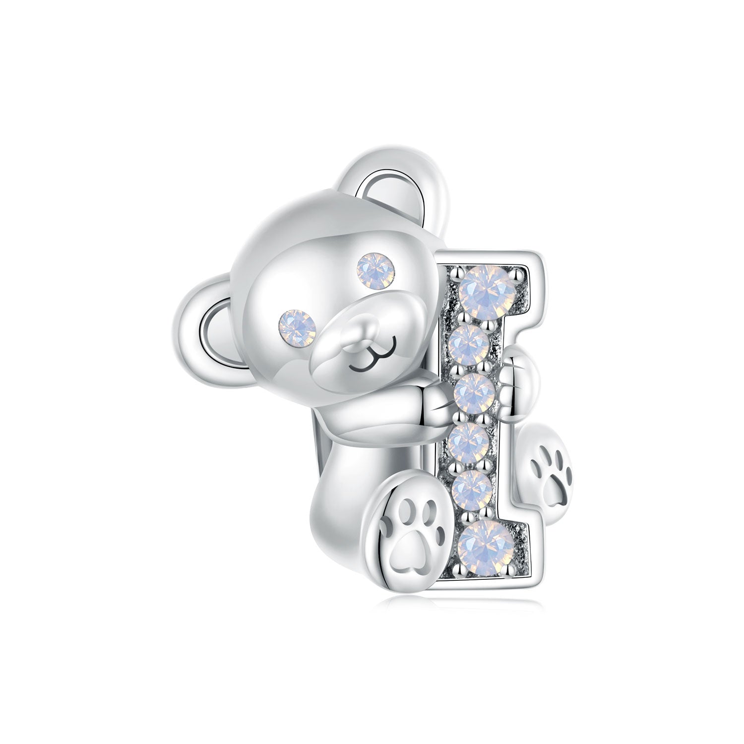 Silver Charm "I love U"Bear "I" CZ Charm For Sale - sursenso Charm