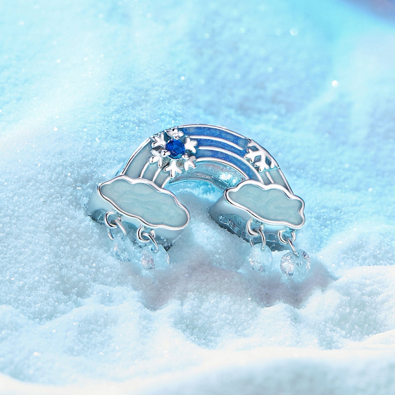 Silver Charm Ice and Snow Rainbow CZ Charm For Sale - sursenso Charm