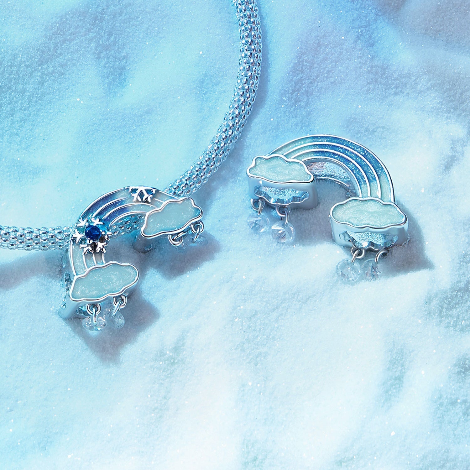 Silver Charm Ice and Snow Rainbow CZ Charm For Sale - sursenso Charm