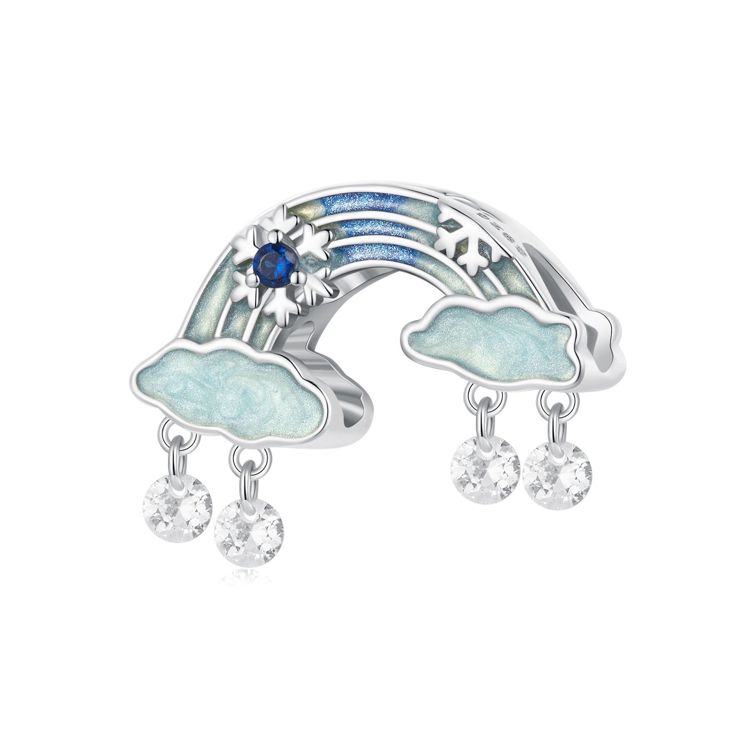 Silver Charm Ice and Snow Rainbow CZ Charm For Sale - sursenso Charm