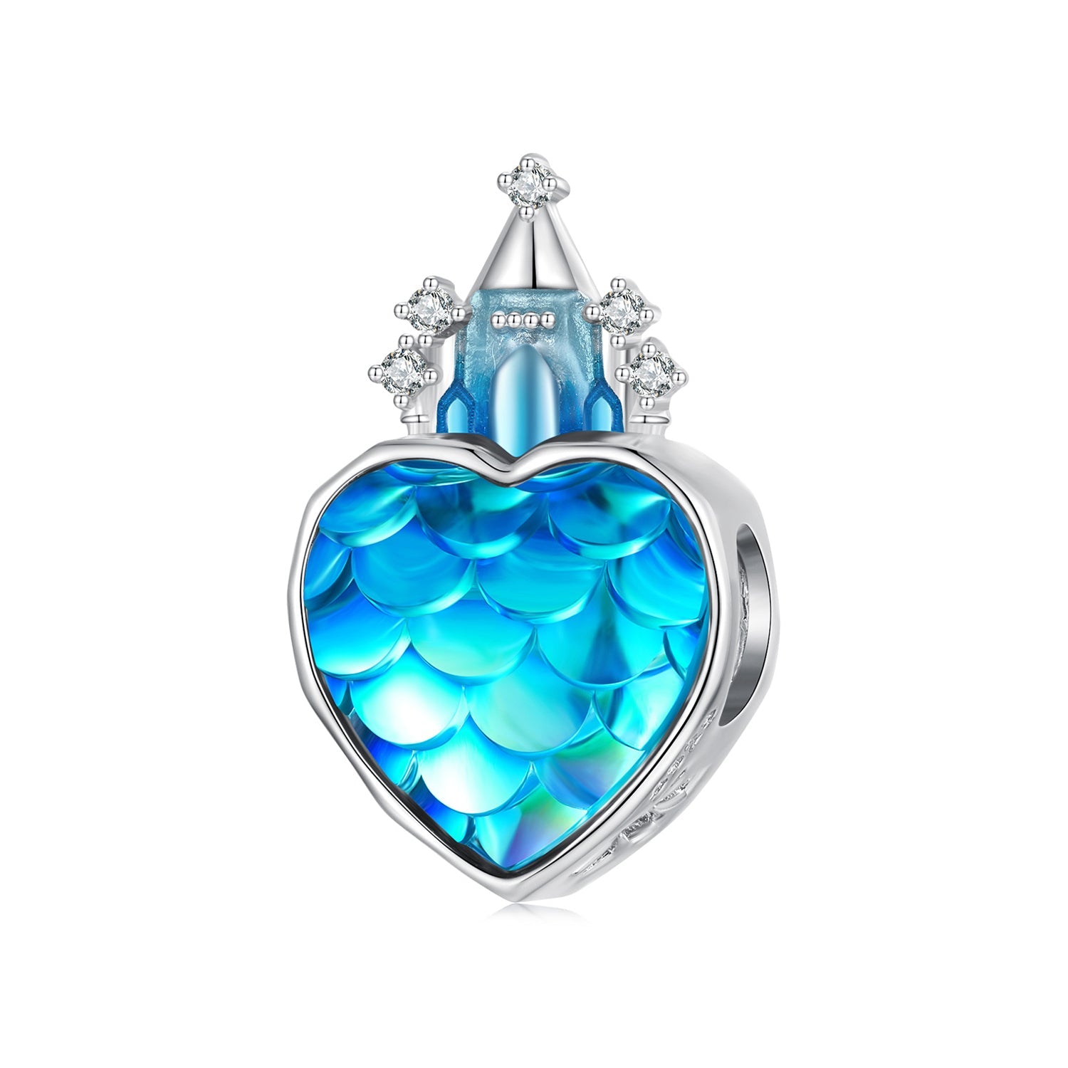 Silver Charm Ice Castle Heart CZ Charm For Sale - sursenso Charm