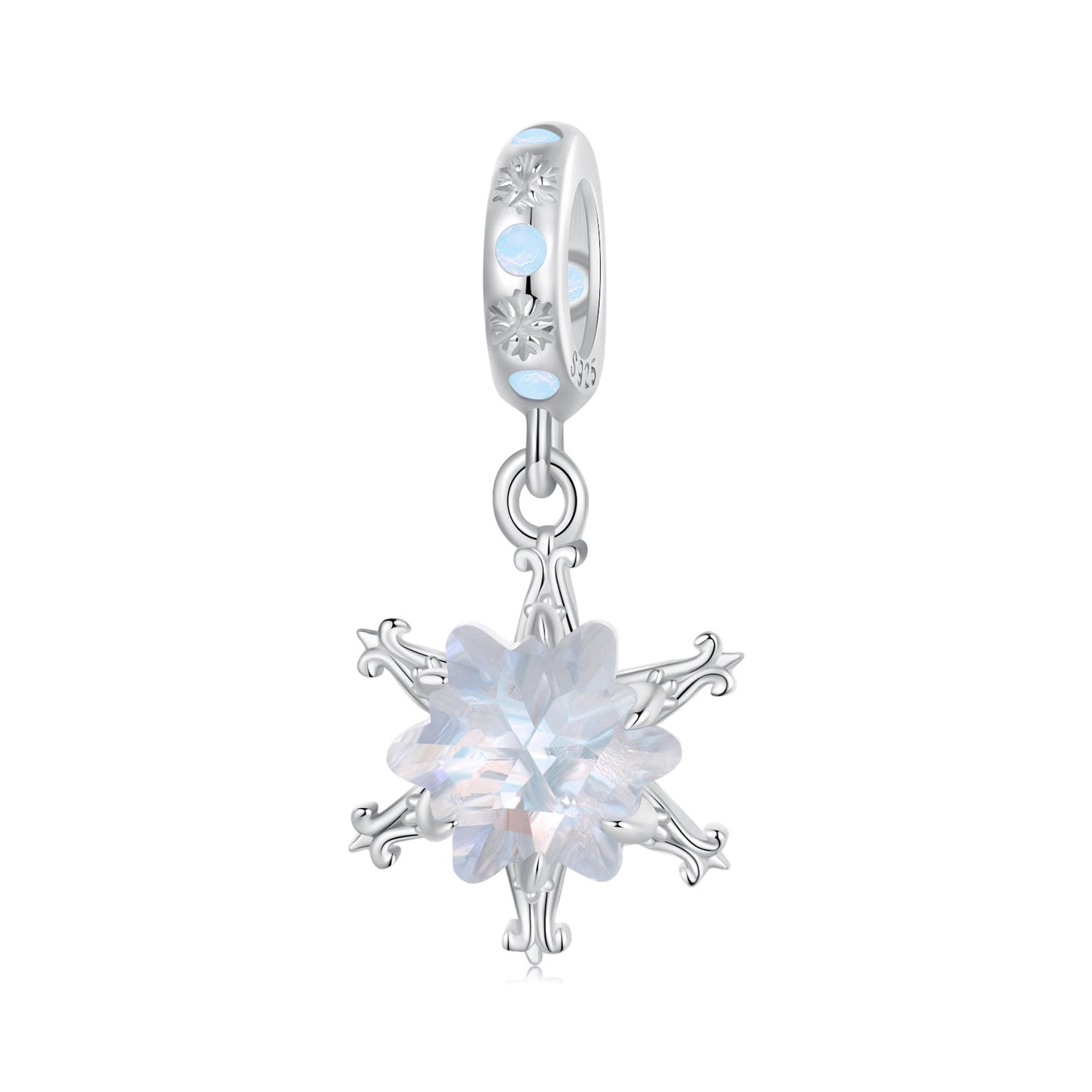 Silver Pendants Ice Flower CZ Dangle Charm For Sale - sursenso Pendants