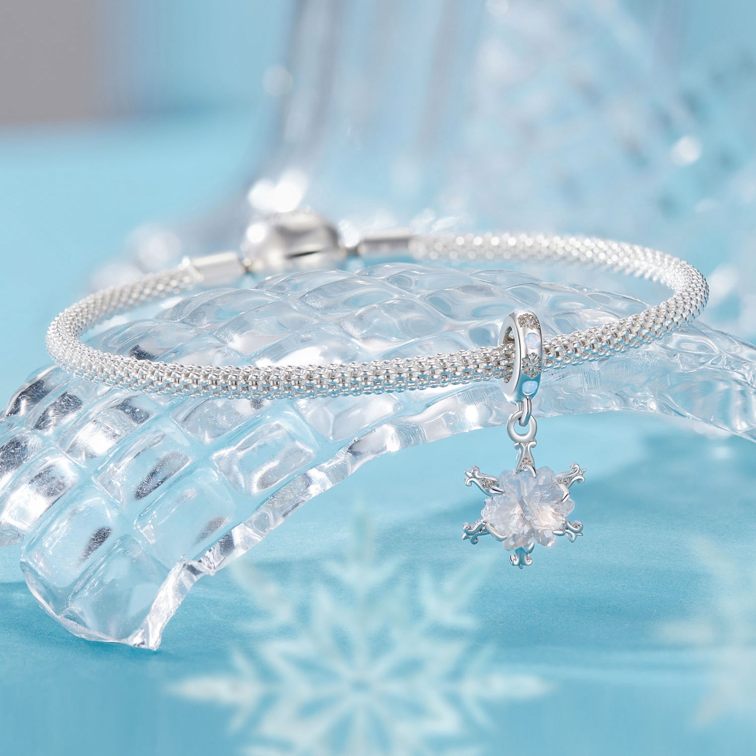 Silver Pendants Ice Flower CZ Dangle Charm For Sale - sursenso Pendants