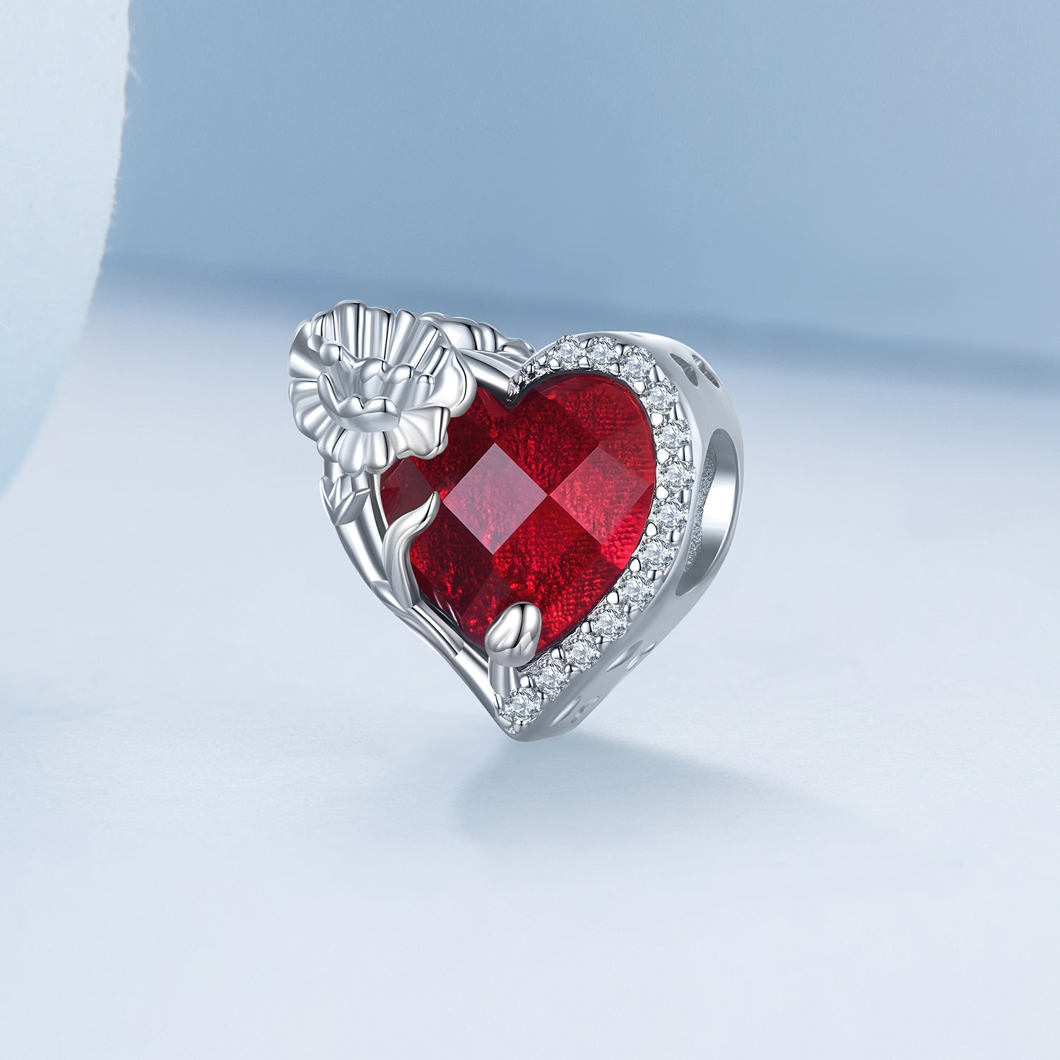 Silver Charm January Red Birthstone CZ Charm For Sale - sursenso Charm