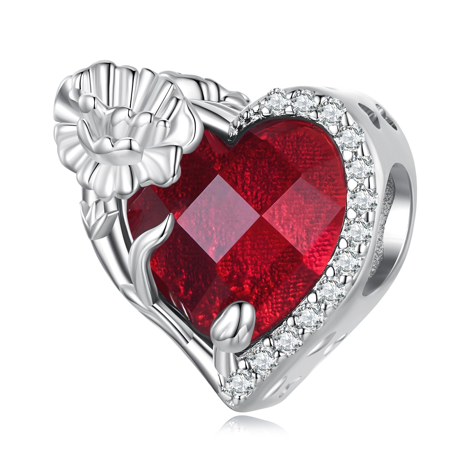 Silver Charm January Red Birthstone CZ Charm For Sale - sursenso Charm