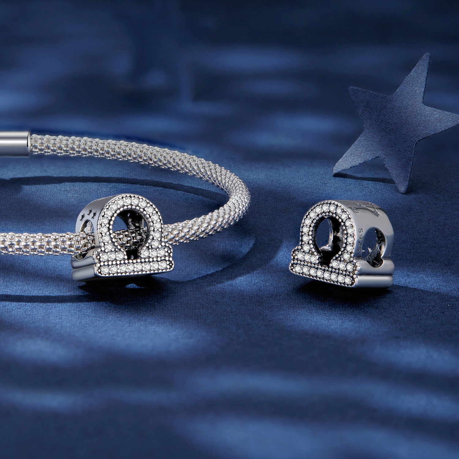 Silver Charm Libra Lucky Sign CZ Charm For Sale - sursenso Charm