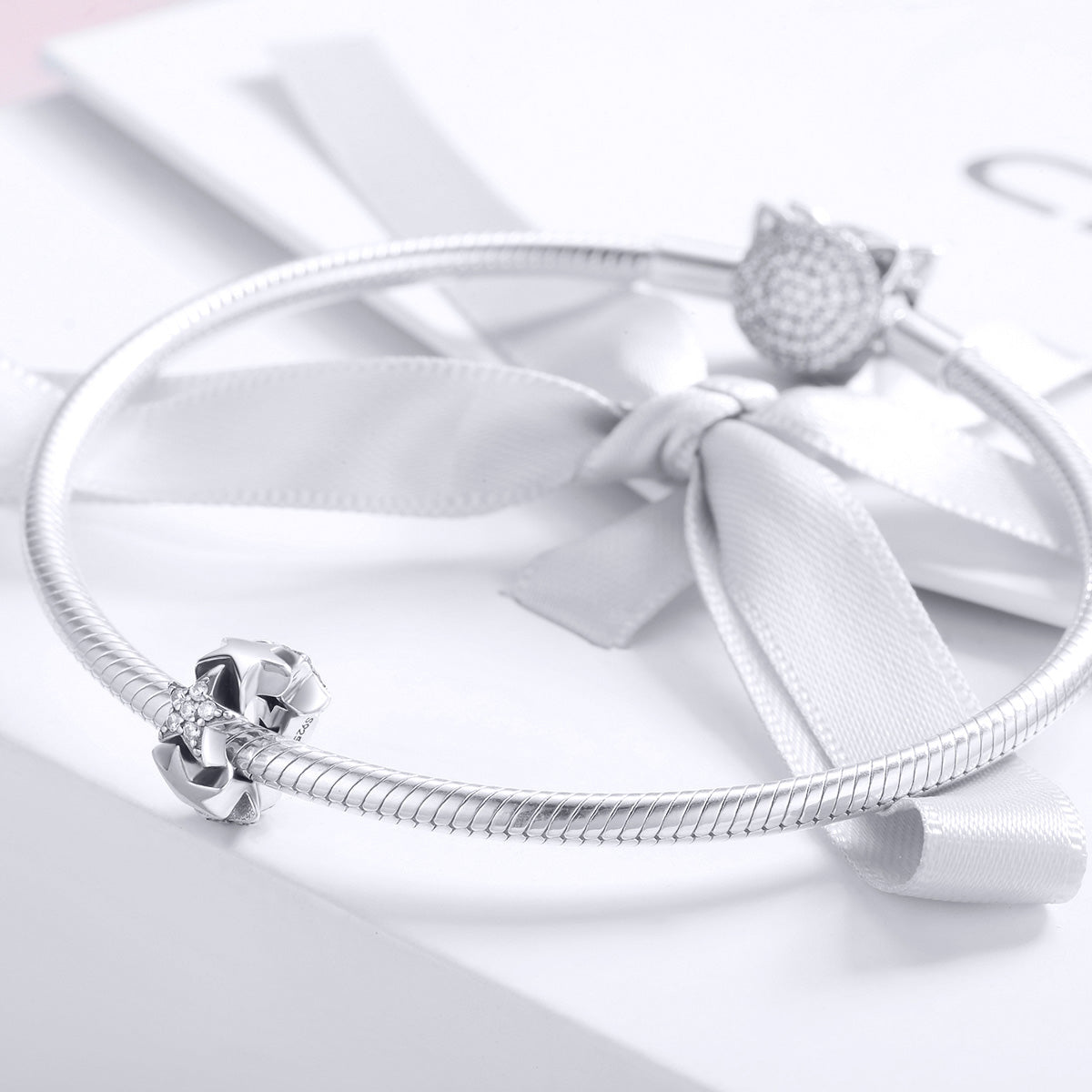 Silver Charm Little Star to Star Clear CZ Spacer Charm For Sale - sursenso Charm