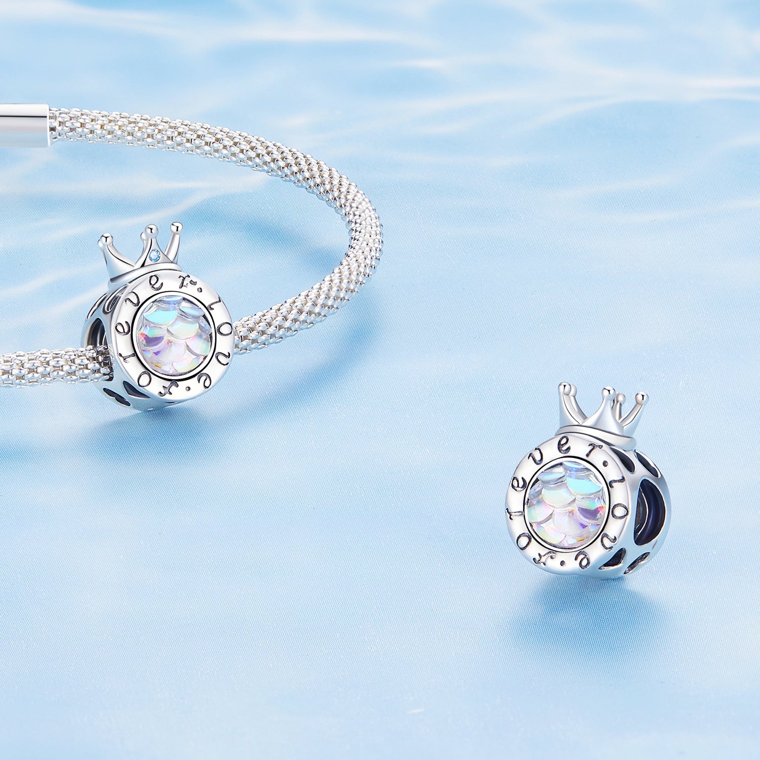 Silver Charm Love Forever Crown CZ Charm For Sale - sursenso Charm