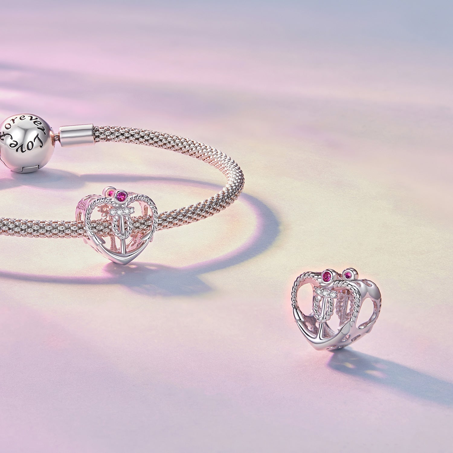 Silver Charm Love Nautical Anchor CZ Charm For Sale - sursenso Charm