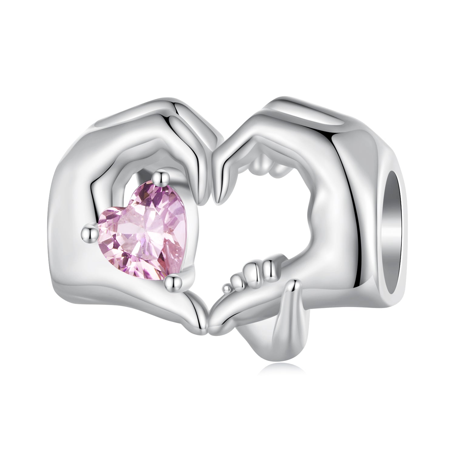 Silver Charm Love With Two Hands CZ Charm For Sale - sursenso Charm