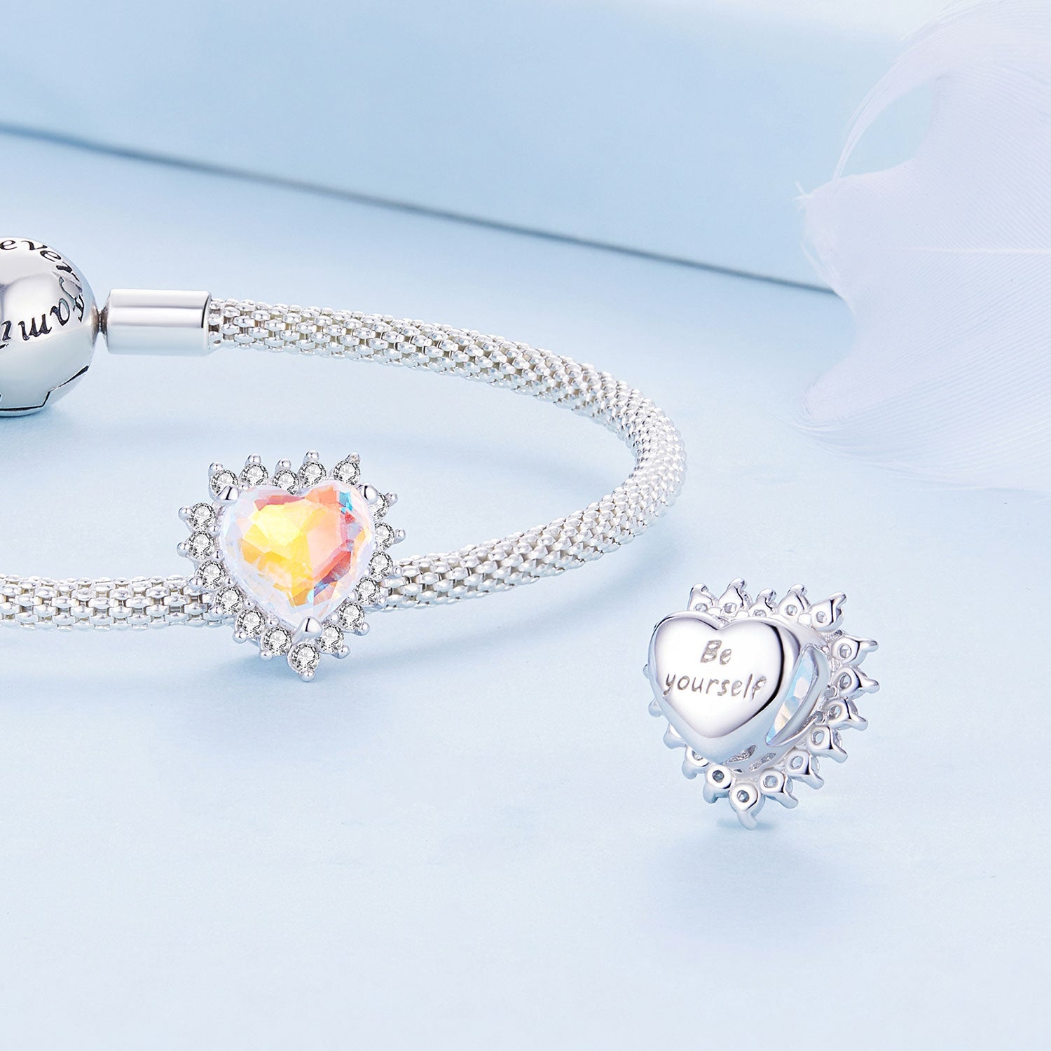 Silver Charm Magic Love Heart CZ Charm For Sale - sursenso Charm