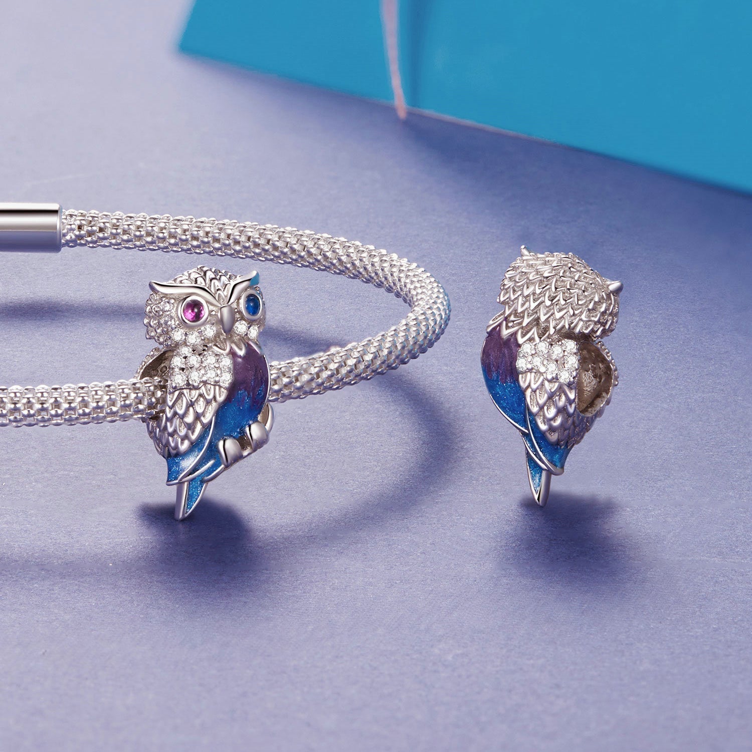 Silver Charm Magic Owl CZ Charm For Sale - sursenso Charm