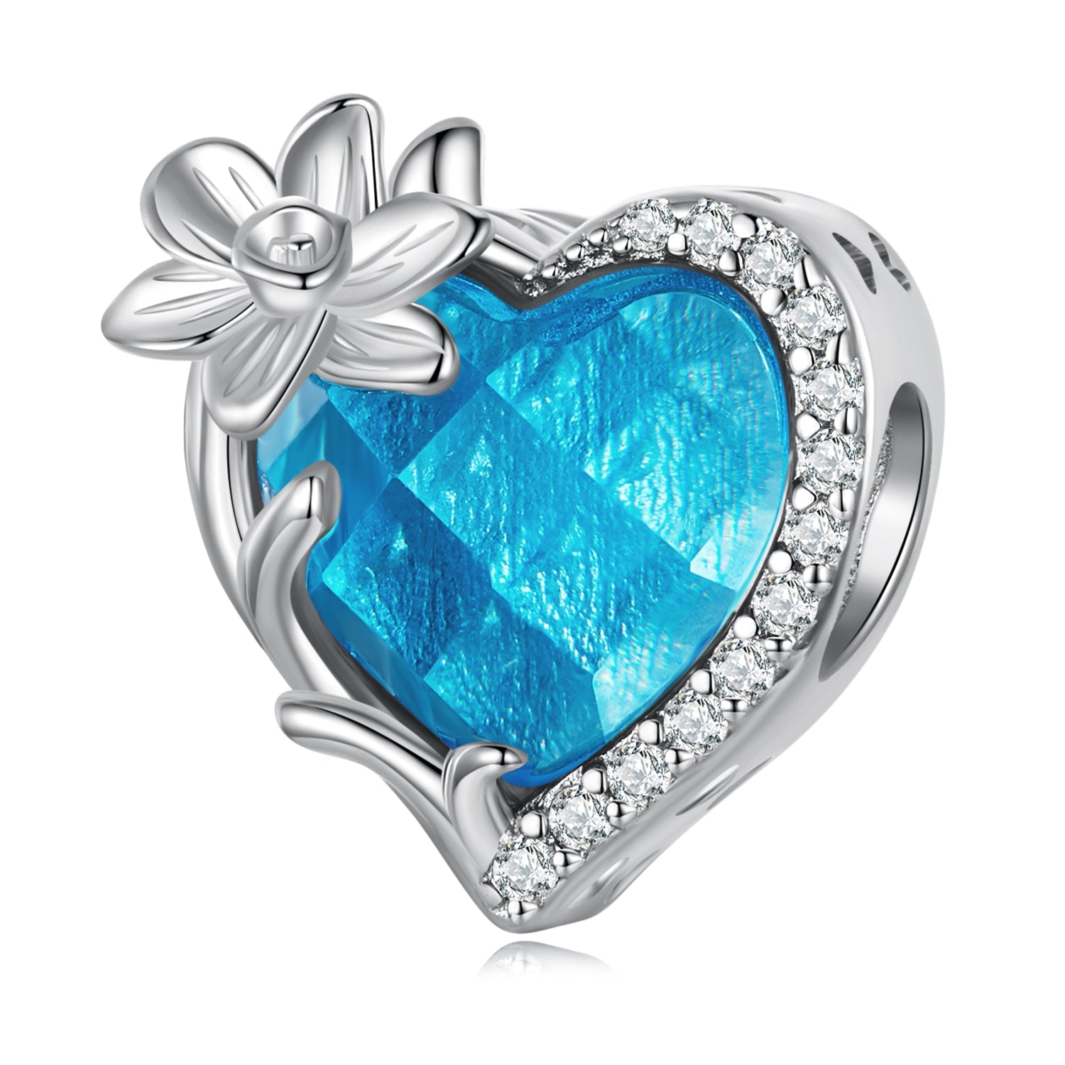 Silver Charm March Blue Birthstone CZ Charm For Sale - sursenso Charm