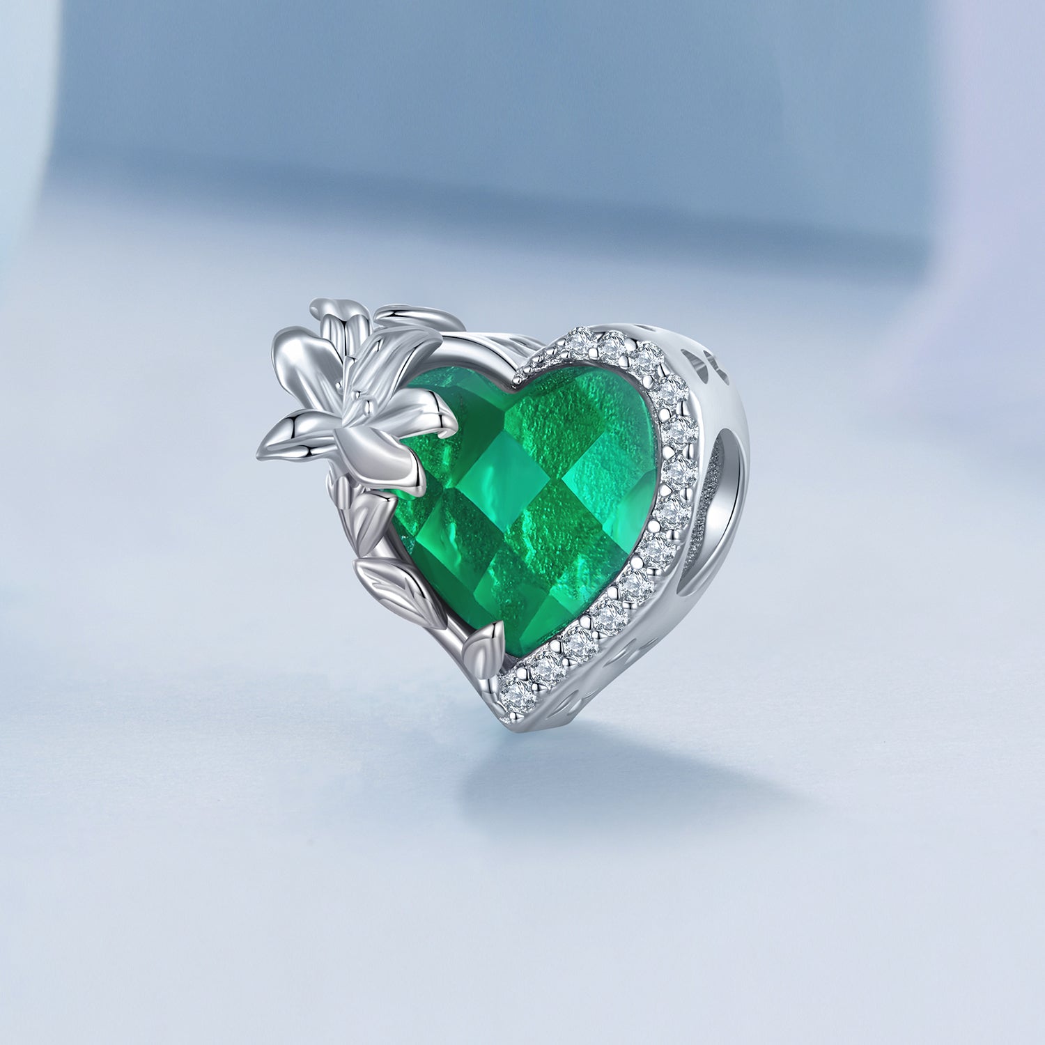 Silver Charm May Green Birthstone CZ Charm For Sale - sursenso Charm