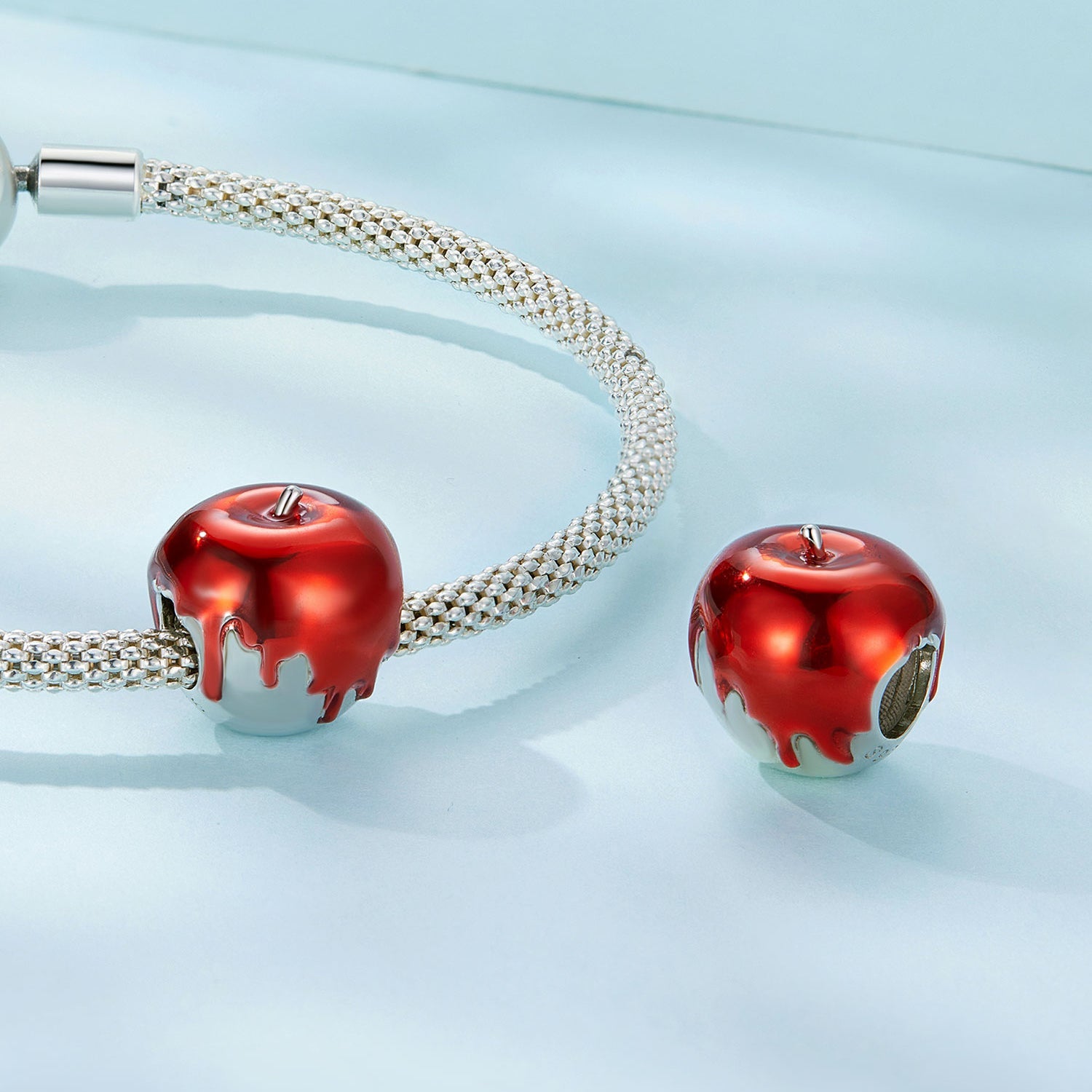 Silver Charm Melted Red Apple Charm For Sale - sursenso Charm