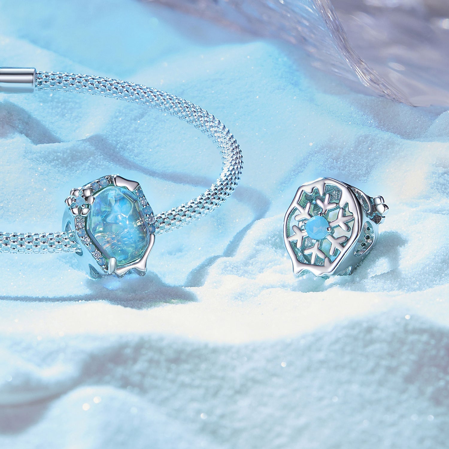 Silver Charm Melting Ice and Snow CZ Charm For Sale - sursenso Charm