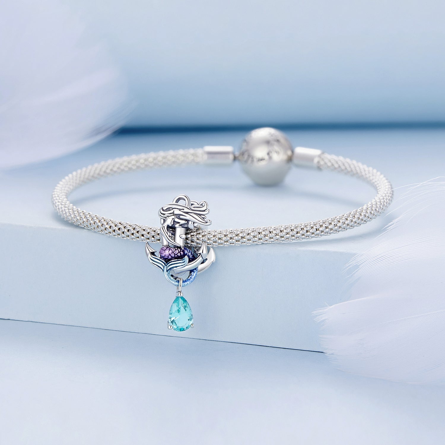 Silver Charm Mermaid Anchor Charm For Sale - sursenso Charm