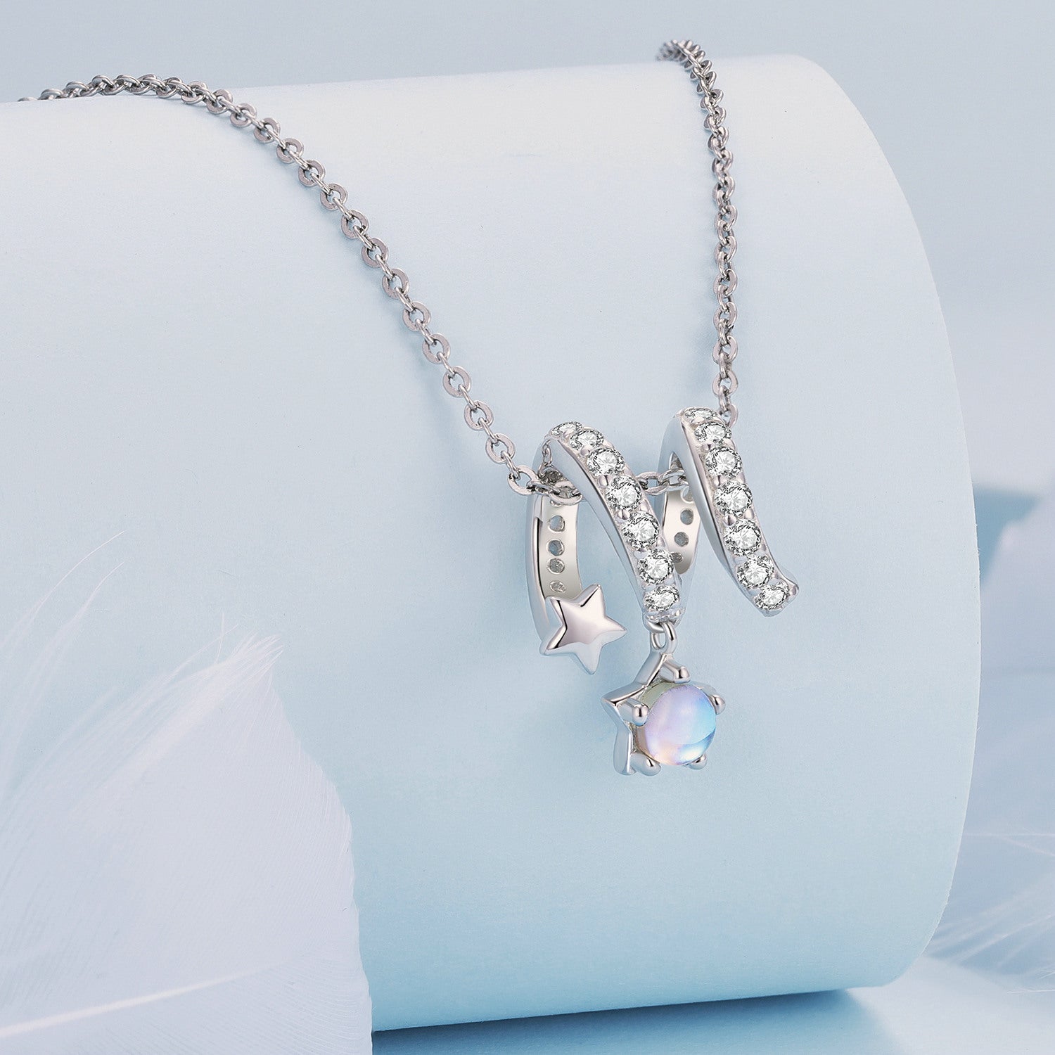 Silver Charm Meteor Shower Star Moonstone CZ Charm For Sale - sursenso Charm