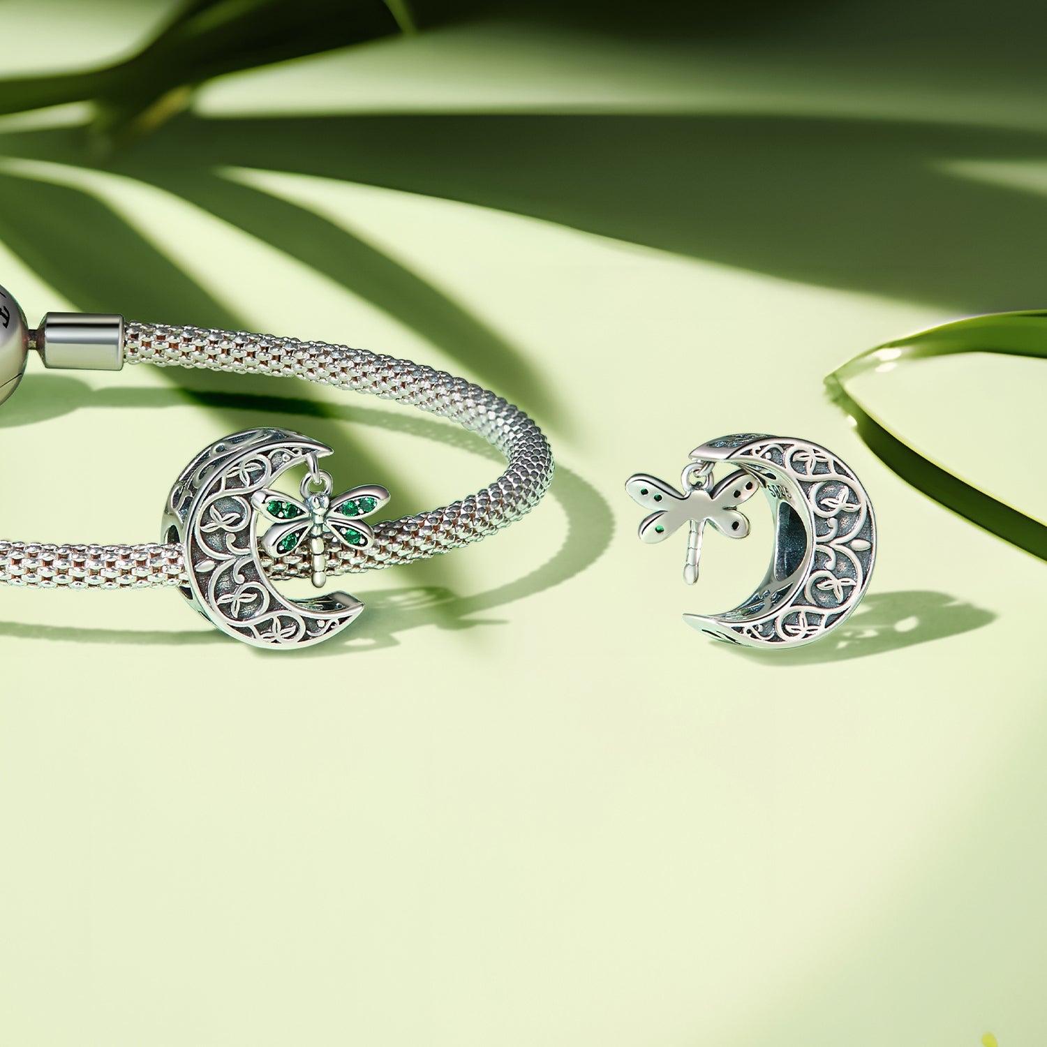 Silver Charm Moon Dragonfly CZ Charm For Sale - sursenso Charm