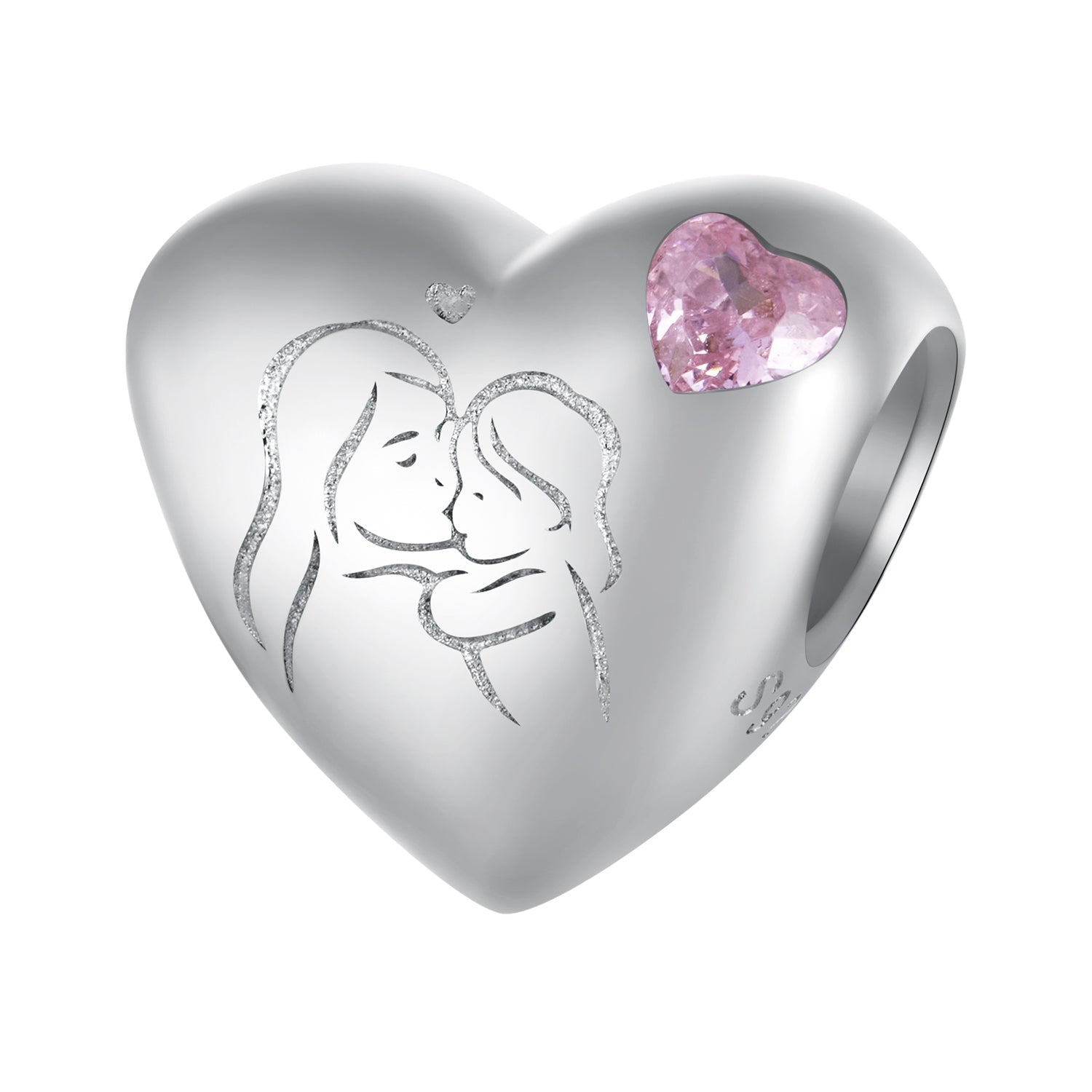 Silver Charm Mother and Daughter Embrace Love CZ Charm For Sale - sursenso Charm