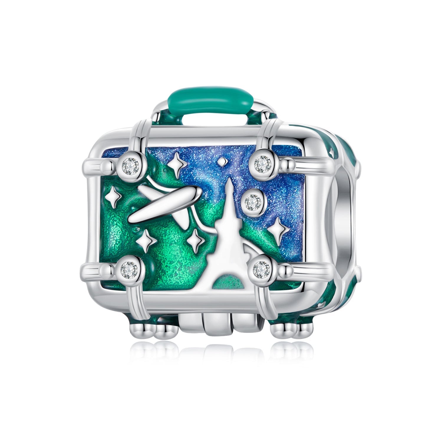 Silver Charm Openable Suitcase CZ Charm For Sale - sursenso Charm