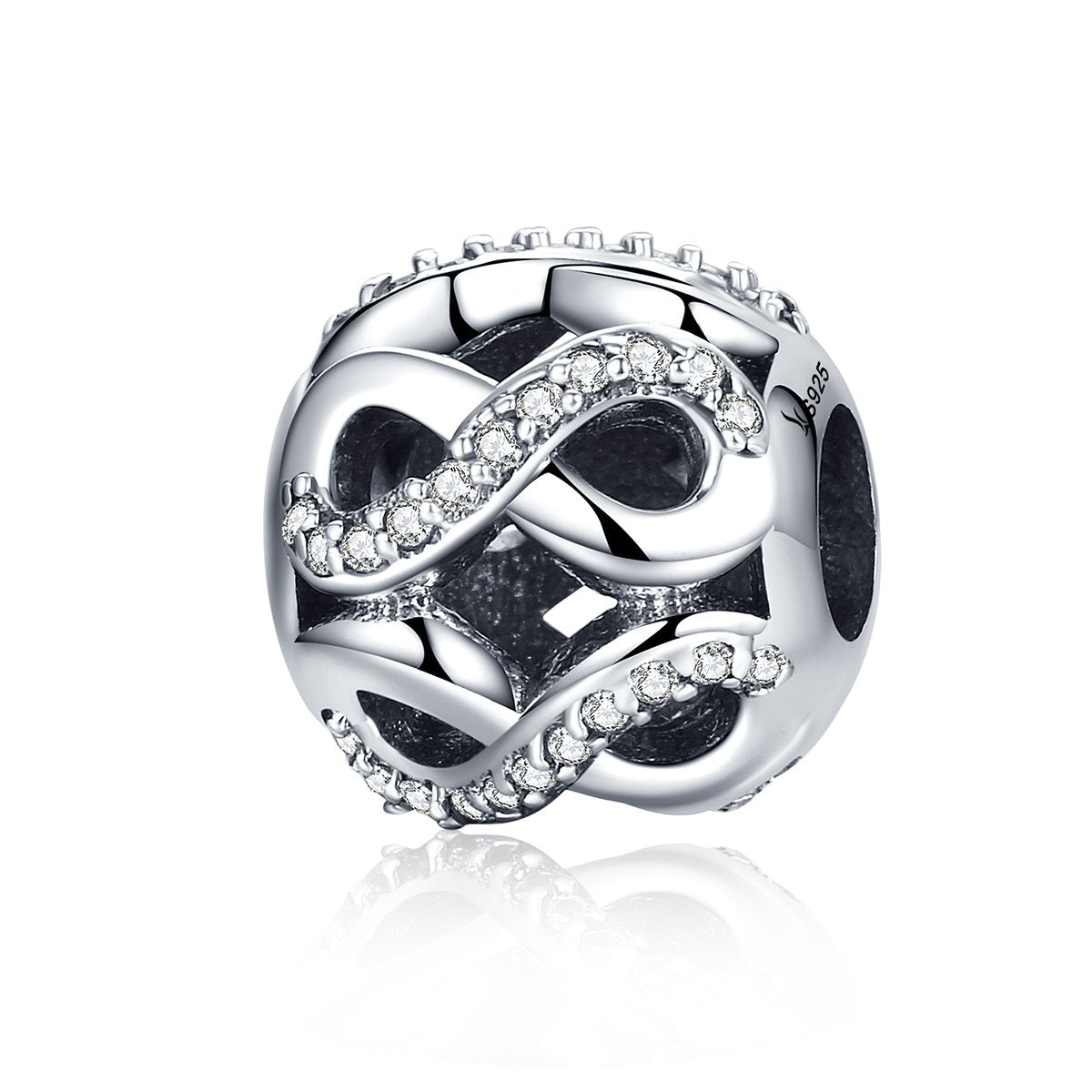 Silver Charm Openwork Infinite Love Clear CZ Charm For Sale - sursenso Charm