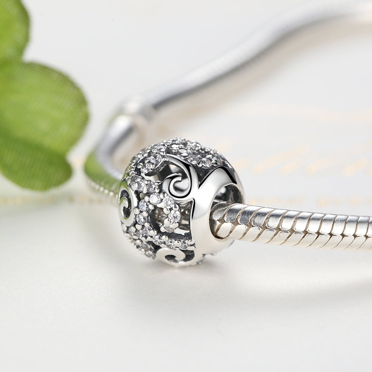 Silver Charm Openwork Shining Twig Clear CZ Charm For Sale - sursenso Charm