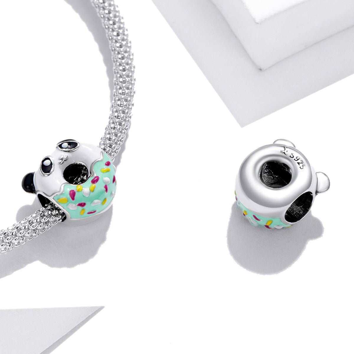 Silver Charm Panda Baby Doughnut Charm For Sale - sursenso Charm