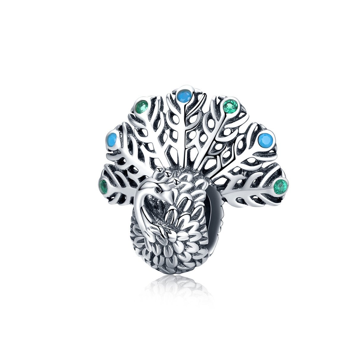 Silver Charm Peacock CZ Charm For Sale - sursenso Charm