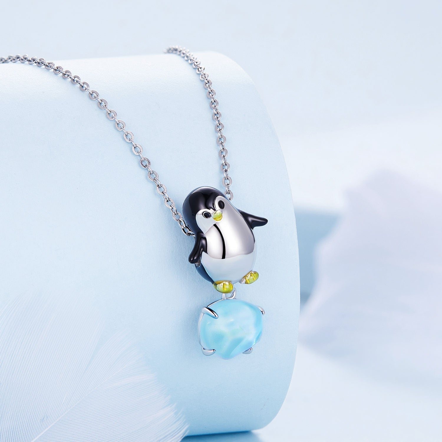 Silver Charm Penguins Tread on Ice CZ Charm For Sale - sursenso Charm