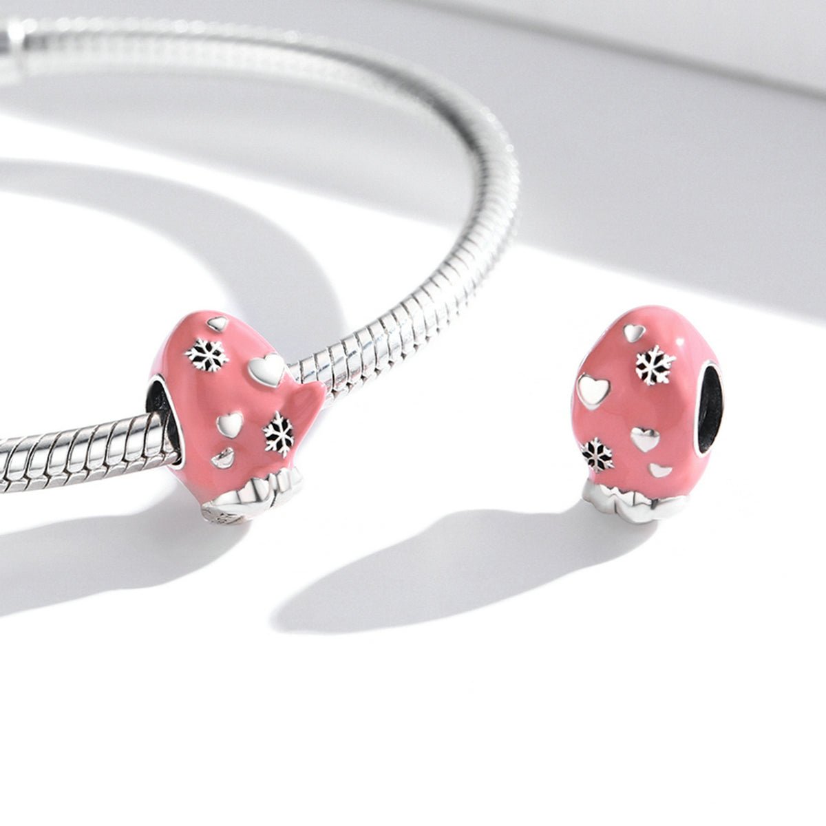 Silver Charm Pink Gloves Love Charm For Sale - sursenso Charm