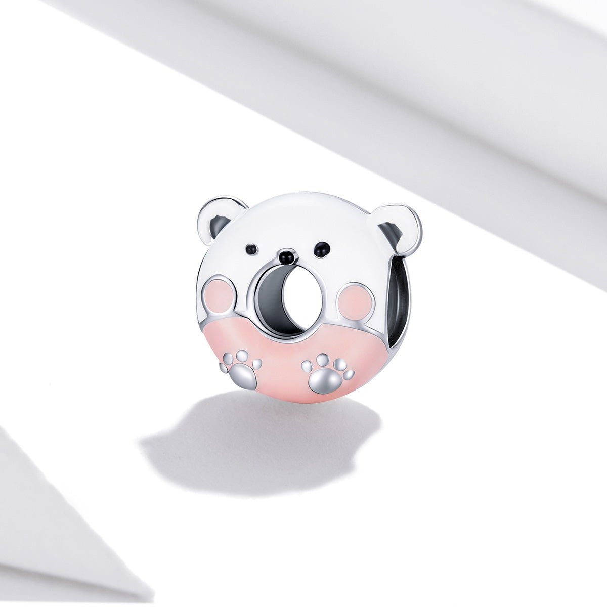Silver Charm Pink Little Bear Doughnut Charm For Sale - sursenso Charm