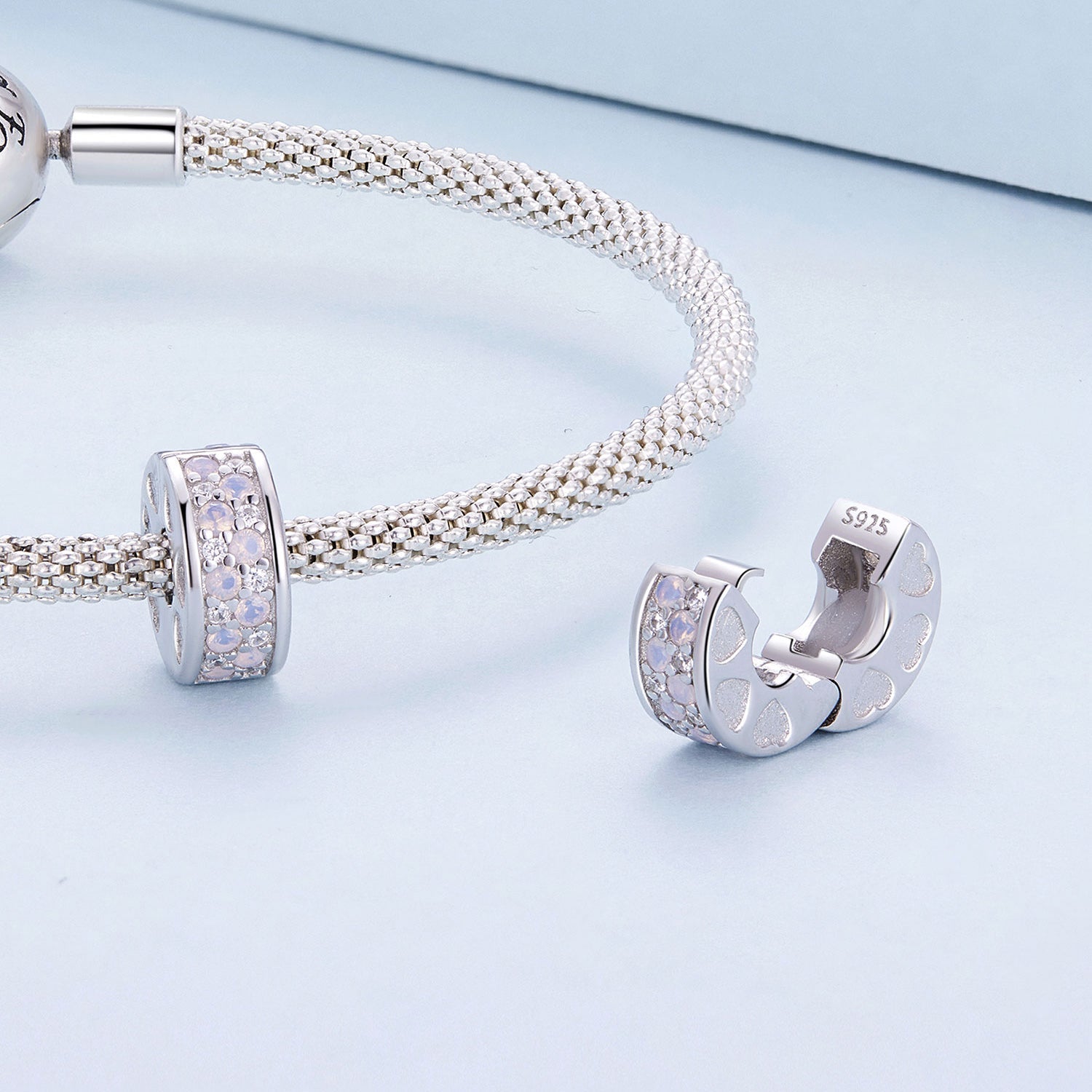 Silver Charm Pink Symphony CZ Stopper Charm For Sale - sursenso Charm