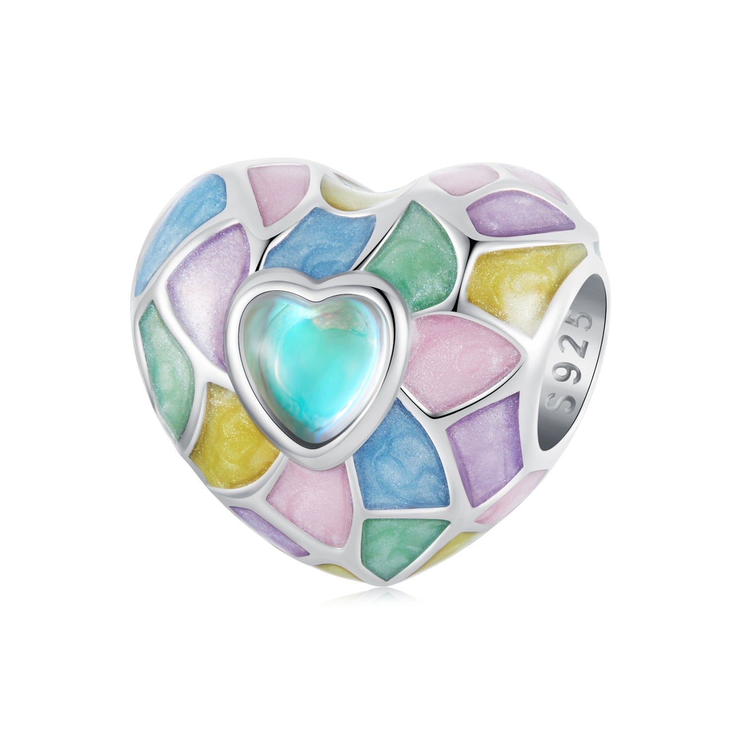 Silver Charm Rainbow Heart Charm For Sale - sursenso Charm