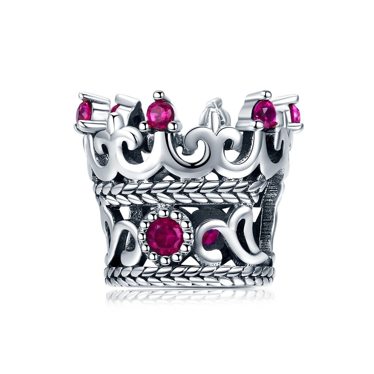 Silver Charm Red Crystal Crown of Laurels CZ Charm For Sale - sursenso Charm