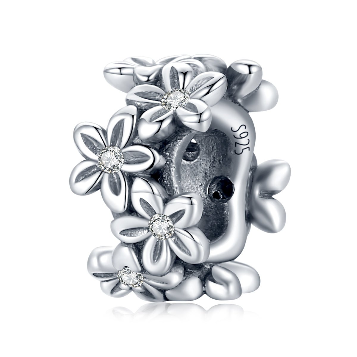 Silver Charm Retro Flower CZ Charm For Sale - sursenso Charm