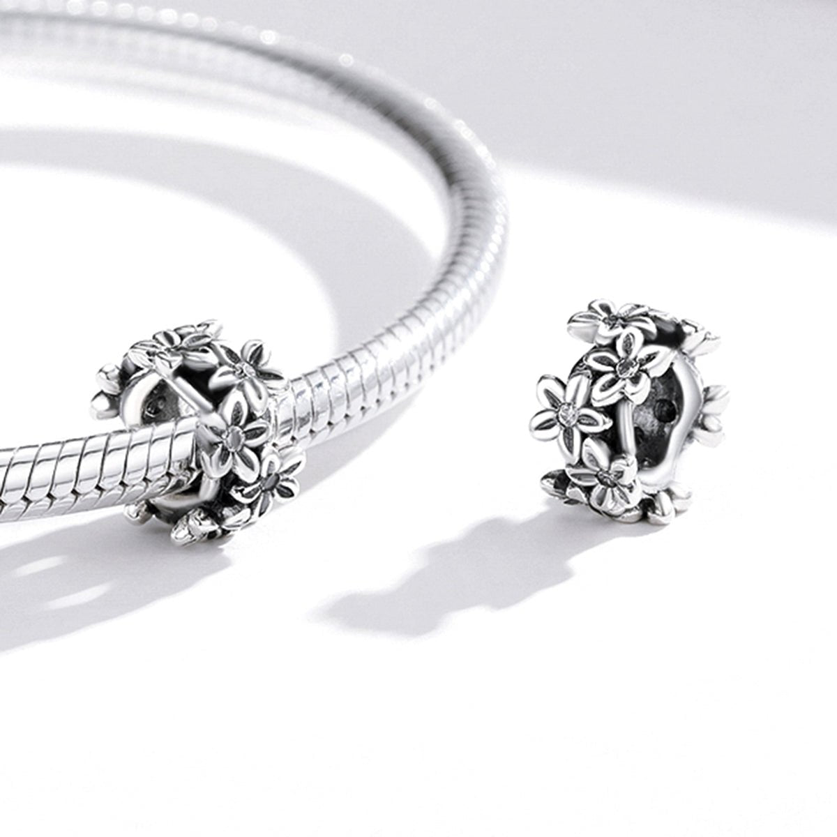 Silver Charm Retro Flower CZ Charm For Sale - sursenso Charm