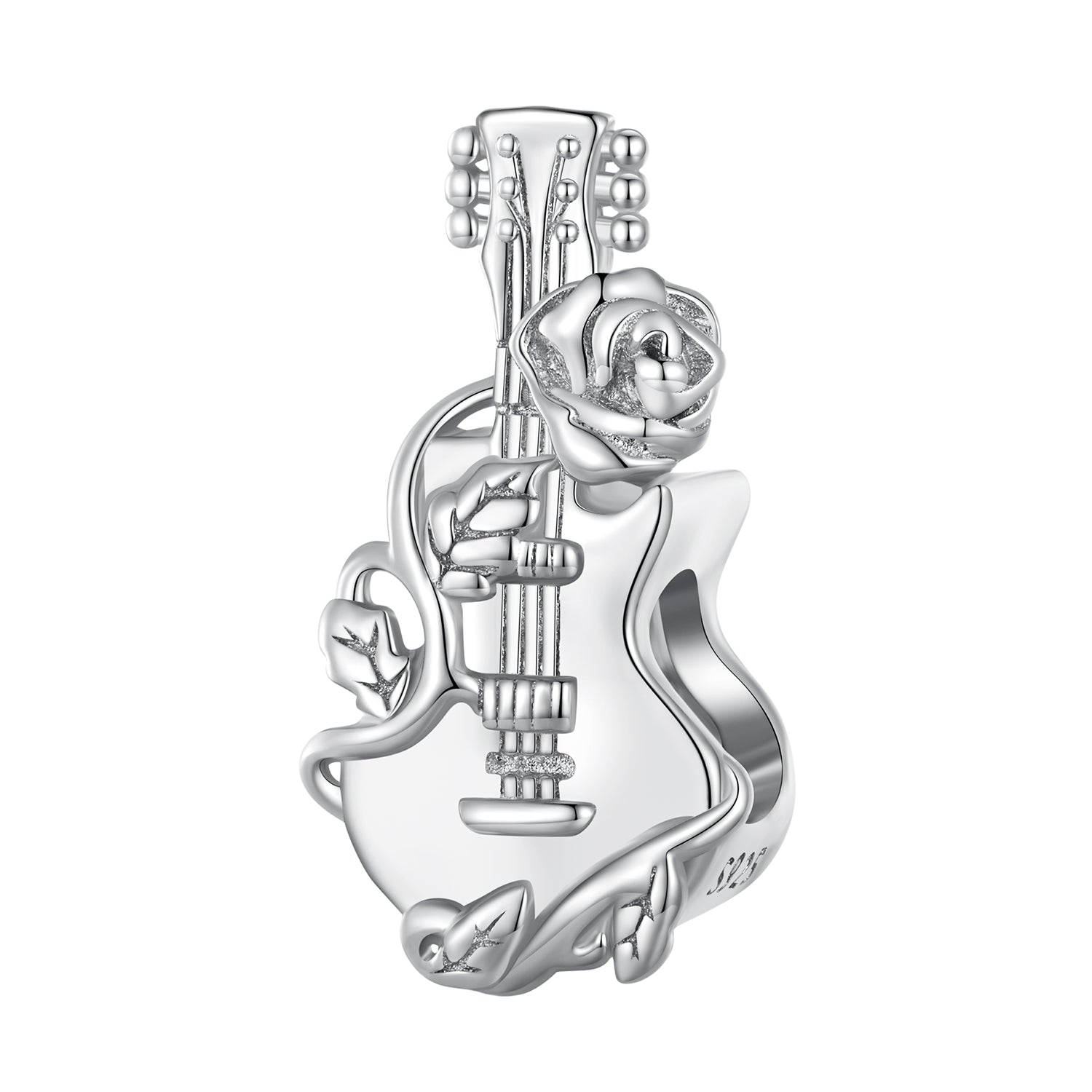 Silver Charm Rose Guitar Charm For Sale - sursenso Charm