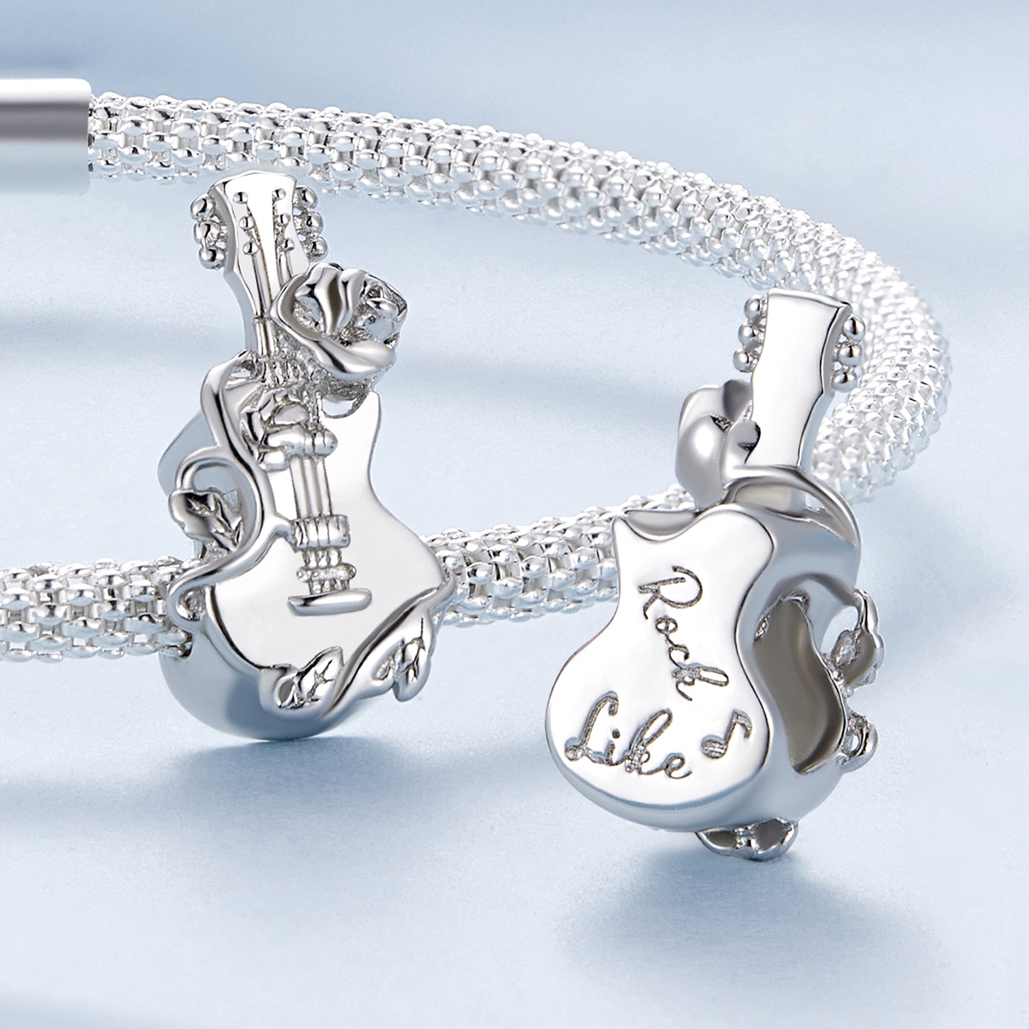 Silver Charm Rose Guitar Charm For Sale - sursenso Charm