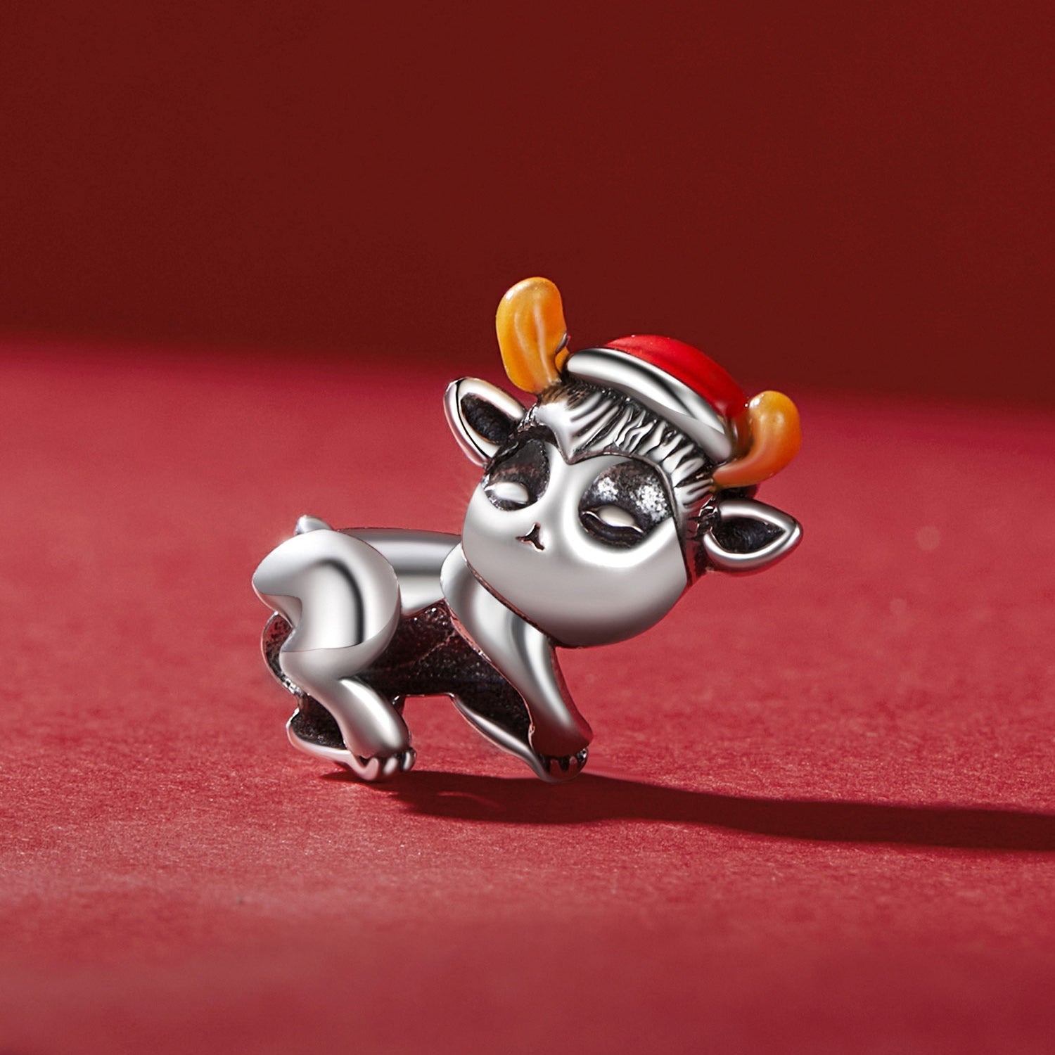 Silver Charm Santa Hat Luminous Elk Charm For Sale - sursenso Charm