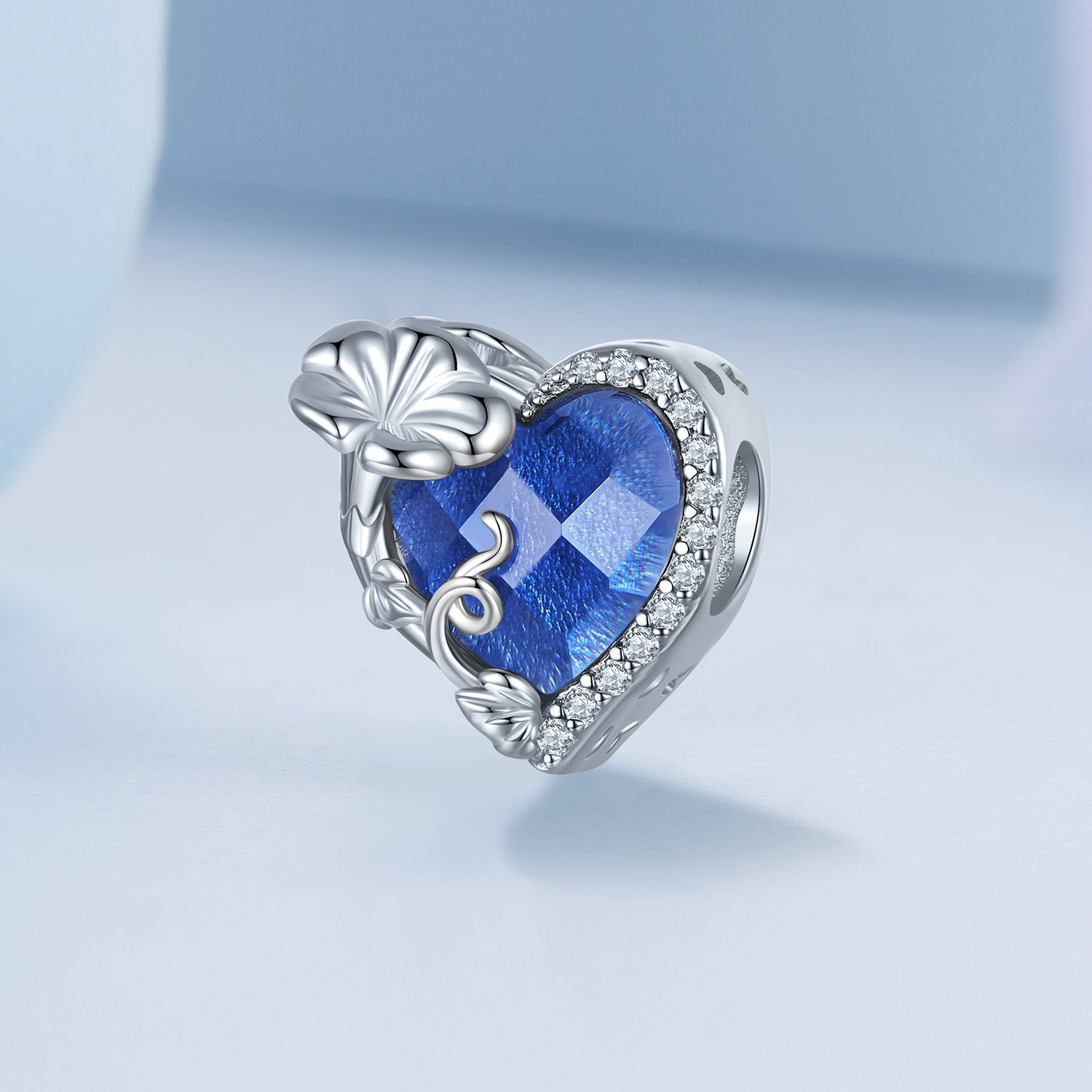 Silver Charm September Blue Birthstone CZ Charm For Sale - sursenso Charm